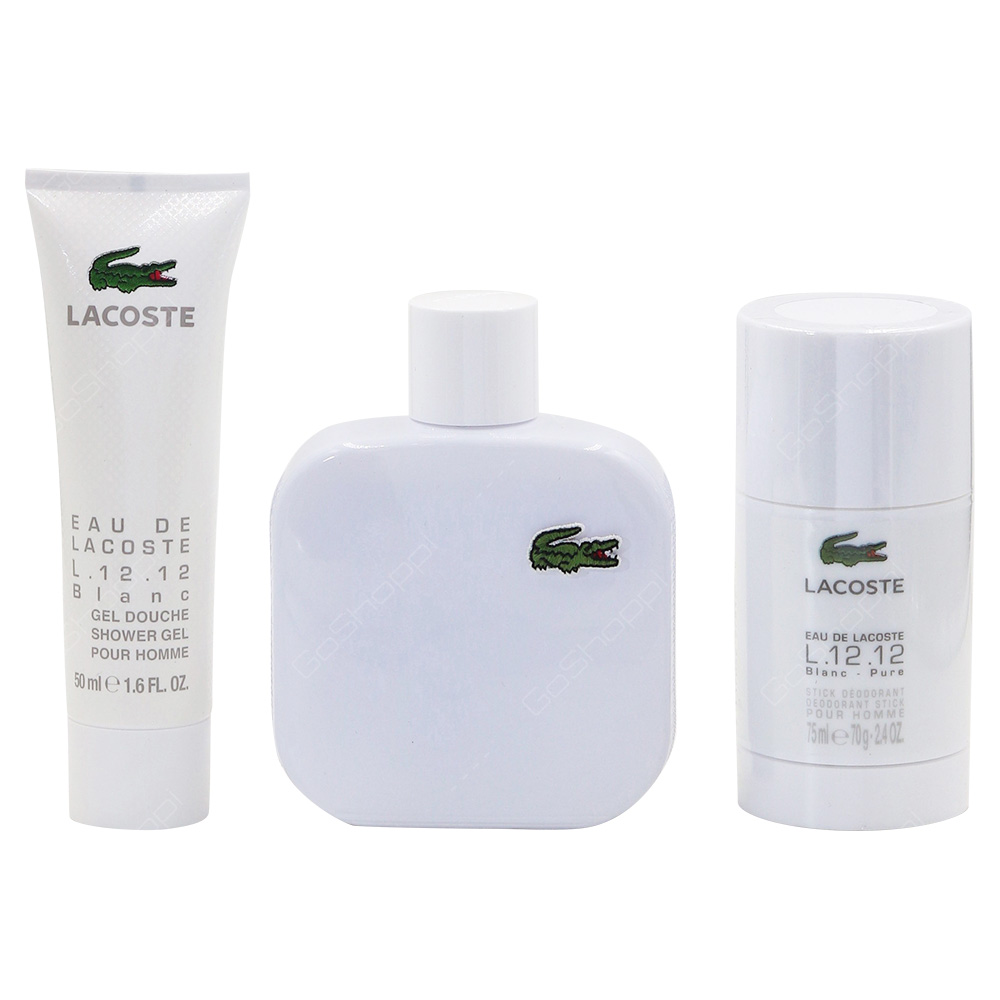 Lacoste Blanc Pure For Him Gift Pack Eau De Toilette 100ml Shower Gel 50ml